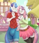  anthro anthrofied big_bulge blush breasts brother brother_and_sister bulge choker cleavage clothed clothing equid equine fan_character female freckles friendship_is_magic hasbro hi_res horn hyperstorm_h jewelry male mammal marauder6272 my_little_pony necklace sibling silver_sweet_(oc) sister sweetie_belle_(mlp) unicorn 