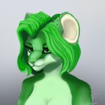  anthro breasts cactus drawing female fur green_body green_eyes green_fur green_hair hair hi_res mammal mouse murid murine olexafox paint plant portrait rodent 
