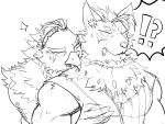 4:3 ?! absurd_res another_eidos_of_dragon_vein_r anthro avian bird canid canine canis duo groping_chest groping_from_behind hi_res male male/male mammal monochrome muscular muscular_anthro muscular_male pecs rdilfur surprised_expression wolf yabsakha_(anothereidos_r) zacharoff_(anothereidos_r) 