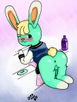  animal_crossing anthro anus bathroom bathtub blush butt digital_media_(artwork) genitals hi_res lagomorph leporid letterman_jacket male mammal nintendo penis rabbit sasha_(animal_crossing) solo video_games yiffnotgif 