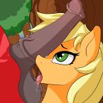  1:1 absurd_res animal_genitalia animal_penis anthro applejack_(mlp) ball_lick balls big_macintosh_(mlp) blonde_hair brother brother_and_sister duo equine_penis female freckles friendship_is_magic genitals hair hasbro hi_res incest_(lore) licking looking_at_another looking_at_partner looking_up male male/female my_little_pony open_mouth oral penile penis penis_lick penis_on_face sex sibling sister sketchy_knight tongue tongue_out 