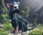  ambiguous_gender arthropod bioluminescence butterfly feral flower glowing glowing_body grass horn insect istrandar lepidopteran moss outside plant ruin solo trico_(species) trico_(the_last_guardian) wings 