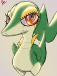  3:4 blush blush_lines eyelashes female feral flipping_viewer_off gesture green_body hi_res leaf_tail looking_annoyed looking_at_viewer middle_finger nintendo pok&eacute;mon pok&eacute;mon_(species) red_eyes reptile scalie semi-anthro snivy solo video_games word360 