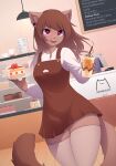  &lt;3 &lt;3_eyes &lt;3_pupils 2021 absolute_territory absurd_res anthro brown_body brown_fur brown_hair cake clothed clothing container cup dessert detailed_background domestic_cat dutch_angle english_text felid feline felis female food fruit fully_clothed fur hair hi_res holding_cup holding_food holding_object inner_ear_fluff legwear mammal open_mouth open_smile plant red3engine red_eyes signature smile solo stockings strawberry text thigh_highs tuft url 