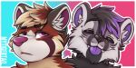 2021 2:1 ailurid blep duo eyes_closed hi_res male mammal mytigertail purple_tongue red_panda signature smile species_request tongue tongue_out 