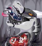  ambiguous/ambiguous ambiguous_gender anthro bodily_fluids bulge darastrix_(ihavexboxlive) dinosaur dragon dromaeosaurid drooling feral hi_res hostbaan internal long_tongue male neck_bulge open_mouth reptile saliva saliva_string scaily scalie sharp_teeth simple_background size_difference smile teeth theropod tongue vore willing_vore xeronious_(character) 