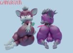  2021 3d_(artwork) anthro archie_comics avoid_posting balls blender_(software) camseven chip_(sonic) dark_gaia digital_media_(artwork) duo ear_piercing fangs fur genitals hair looking_at_viewer looking_back male multicolored_body multicolored_fur piercing purple_body purple_fur sega short_stack simple_background smile sonic_the_hedgehog_(archie) sonic_the_hedgehog_(comics) sonic_the_hedgehog_(series) sonic_unleashed thick_thighs unknown_species watermark wings 