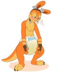  absurd_res anthro bodily_fluids clothing daxter dialogue diaper eyewear fingerless_gloves genital_fluids gloves goggles handwear hardscales hi_res jak_and_daxter male mammal mustelid naughty_dog omorashi ottsel simple_background solo sony_corporation sony_interactive_entertainment tagme urine video_games wet_diaper wetting wetting_diaper white_diaper 