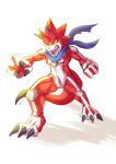  absurd_res angry anthro bandai_namco betelgammamon claws digimon digimon_ghost_game hi_res horn male muscular muscular_anthro muscular_male pecs red_body rina_tigressa scarf snarling solo yellow_eyes 