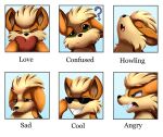  &lt;3 ? absurd_res ambiguous_gender arcanine black_nose cheek_tuft confusion ears_down english_text eyes_closed eyewear facial_tuft fangs fur fur_tuft green_eyes hi_res looking_down nintendo open_mouth orange_body orange_ears orange_fur pivoted_ears pok&eacute;mon pok&eacute;mon_(species) pridark sad solo sunglasses teeth text tongue tuft video_games 