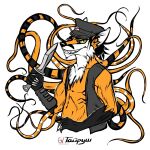  1:1 anthro canid canine fox fur knife looking_at_viewer male mammal melee_weapon red_body red_fox red_fur rusudan_almazova_(artist) solo steampunk tayrush_(character) tentacles weapon 