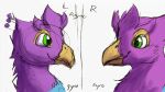  absurd_res avian beak bird blue_body feathered_crest feathers feral galliform green_eyes gryphon gyro_feather gyrotech head_crest hi_res male mythological_avian mythology peafowl phasianid pink_body quadruped solo xeirla 