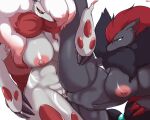  2021 5:4 absurd_res anthro areola big_breasts black_body black_fur bodily_fluids breasts duo eye_contact female female/female fur genital_fluids genitals glistening glistening_body glistening_skin hi_res hisuian_zoroark looking_at_another navel nintendo nipples nude pok&eacute;mon pok&eacute;mon_(species) pokemon_legends_arceus pussy pussy_juice red_body red_fur regional_form_(pok&eacute;mon) sex simple_background taphris tribadism vaginal video_games white_background white_body white_fur zoroark 