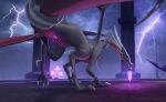  2021 activision anal anal_masturbation anal_penetration bodily_fluids claws corrupt_cynder cynder detailed_background dragon female feral genital_fluids genitals hi_res horn lumixdragonfey_(artist) masturbation penetration pussy pussy_juice solo spyro_the_dragon text video_games 