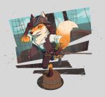  a-j_(character) anthro armor canid canine fox fur hi_res jess_kowton_(artist) leather leather_armor male mammal melee_weapon pirate red_body red_fox red_fur ship solo sword vehicle watercraft weapon 