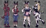  anthro big_(disambiguation) big_breasts bovid bovine breasts cattle clothing costume cowification female gender_transformation hyaenid kiri-anko legwear male mammal mature_female mtf_transformation playboy sequence simple_background solo species_transformation stockings to transformation transformed 