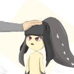  1:1 ambiguous_gender clothing feral hat headgear headwear hi_res human humanoid mammal mawile nintendo open_mouth petting pink_eyes pok&eacute;mon pok&eacute;mon_(species) rusoide simple_background solo_focus ushanka video_games yellow_body 