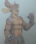  anthro black_nipples blep bodily_fluids brown_body brown_fur bulge cellphone clothing clothing_pull countershading fur genital_fluids hi_res holding_cellphone holding_object holding_phone holding_smartphone jockstrap jockstrap_only jockstrap_pull lagomorph leporid male mammal muscular muscular_male nipples phone precum precum_through_clothing precum_through_underwear pubes rabbit smartphone smile solo standing taking_picture tan_body tan_countershading tongue tongue_out towel towel_on_shoulder underwear underwear_pull voltdraws wet wet_clothing 