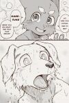  anthro aoniya_yuudai blush canid canine canis comic dark_ishihara domestic_cat domestic_dog duo english_text eye_contact felid feline felis gasp happy hi_res kaneinu_kosuke looking_at_another male mammal nude open_mouth smile surprise surprised_expression text tongue translated wet 