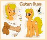  animal_genitalia animal_penis balls border earth_pony equid equine equine_penis feral genitals guten_russ hasbro hi_res horse male mammal model_sheet my_little_pony one_eye_closed penis pony shamziwhite smile solo standing wink yellow_border 