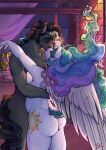  absurd_res anthro bedroom breasts butt crown embrace equid equine eyes_closed female friendship_is_magic gold_(metal) gold_jewelry hands_behind_back hasbro hi_res horn hug huge_filesize jewelry king_sombra_(mlp) kissing male male/female mammal my_little_pony nude princess_celestia_(mlp) sourcherry tiara unicorn winged_unicorn wings 