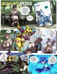  absurd_res anthro bandai_namco beastars canid canine canis clothing comic dialogue digimon digimon_(species) english_text featureless_crotch female fight hi_res juno_(beastars) mammal nauyaco nude school_uniform speech_bubble text thought_bubble uniform wolf 