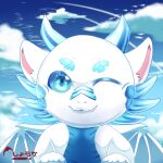  1:1 2021 4_fingers anthro background_sky blue_background blue_body blue_eyes blue_sclera blue_tail blue_wings closed_mouth cloud digital_drawing_(artwork) digital_media_(artwork) dragon eyes_closed fingers fur hair hi_res horn ice_dragon inner_ear_fluff japanese_text kawaimelvinsim looking_at_viewer looking_pleasured male multicolored_body multicolored_fur multicolored_scales multicolored_skin nude one_eye_closed paws plantigrade reptile scales scalie shaded signature simple_background sky smile solo tail_tuft taki_(dragon) teeth text tuft tufted_ears two_tone_body two_tone_fur two_tone_scales two_tone_skin two_tone_tail western western_dragon white_body white_dragon white_fur white_wings wings 