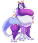  anthro belly big_belly big_breasts bottomwear breasts clothing digital_media_(artwork) fangs female hi_res horn huge_breasts jackalope lagomorph legwear loincloth mammal midriff navel overweight overweight_anthro overweight_female shaded solo spottedtigress thick_thighs thigh_highs wide_hips 