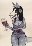  alcohol anthro beverage blood bodily_fluids bone breasts canid canine canis claws cleavage clothed clothing container cup drinking_glass glass glass_container glass_cup malo mammal marsh_(marshthemalo) scp-1471 scp-1471-a scp_foundation skull skull_head solo traditional_media_(artwork) vampire victordantes wine wine_glass wolf 
