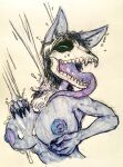  anthro bone breast_grab breasts canid canine canis claws female fur hand_on_breast lube_bottle lube_drip malo mammal marsh_(marshthemalo) scp-1471 scp-1471-a scp_foundation skull skull_head solo tongue tongue_out traditional_media_(artwork) victordantes wet wet_body wet_fur wolf 