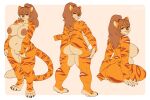  2021 3:2 4_toes accessory anthro areola azurei big_breasts big_butt blue_eyes breasts brown_hair brown_nose butt curvy_figure feet felid female fur genitals hair hair_accessory hairband hi_res long_hair looking_at_viewer mammal model_sheet multicolored_body multicolored_fur navel nipples nude orange_body orange_fur pantherine potbelly pussy simple_background slightly_chubby smile solo standing striped_body striped_fur stripes tan_body tan_fur thick_thighs tiger toes two_tone_body two_tone_fur voluptuous 