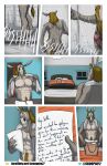  anthro asinus bag bathing bathroom bed bedroom comic donkey equid equine flaccid furniture genitals hi_res humanoid male mammal nipples note penis seth_raymond snoopjay2 solo surprised_expression towel towel_around_neck towel_wrap water writting 