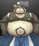  accessory anthro blood bodily_fluids bruised canid canine fighting_ring headband lifewonders live-a-hero male mammal navel nipples nosebleed otesei overweight raccoon_dog shoen solo tanuki video_games wrestling 