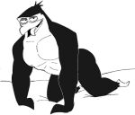  all_fours anthro avian beak bird dreamworks elfein flippers humanoid madagascar_(series) male monochrome pecs penguin pose rico_(madagascar) solo the_penguins_of_madagascar tongue tongue_out 