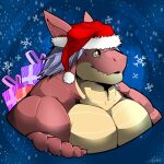  1:1 aliensymbol anthro christmas dragon gift hi_res holidays male muscular profile_picture red_body scales scalie smile solo surokoida western_dragon yellow_eyes 