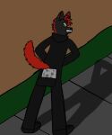  5:6 anthro canid canine canis diaper fox girly hellfireiswierd hybrid male mammal night onesie shadow shocked shocked_expression shocked_face solo surprise wolf young 