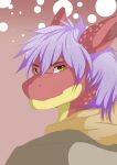  anthro blue_hair clothed clothing dragon hair male purpledragonrei red_body scales scalie shirt solo suro surokoida topwear western_dragon 