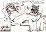  absurd_res anthro azlo big_feet dialogue dylbun feet felid feline frown hi_res male male/male mammal moon rude size_difference smelly smelly_feet 