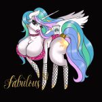  1:1 animated bimbo_lip bimbofication breasts busty_feral cleavage clothed clothing collar equid equine feral friendship_is_magic glitter hasbro horn legwear male mammal my_little_pony princess_celestia_(mlp) short_playtime solo stockings winged_unicorn wings 