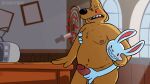  16:9 2021 animated anthro anthro_on_anthro balls belly blush bodily_fluids brown_body brown_fur canid canine canis crt dart domestic_dog duo erection fur genitals groping_from_behind handjob horntfrog humanoid_genitalia humanoid_penis inside lagomorph leporid loop male male/male mammal max_(sam_and_max) moobs navel nipples nude open_mouth overweight penile penis rabbit sam_and_max samuel_dog sex short_playtime size_difference standing sweat television white_body widescreen window 