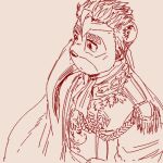  1:1 another_eidos_of_dragon_vein_r anthro cape clothing eyebrows felid kafka_(anothereidos_r) lion low_res male mammal noble pantherine prince royalty run_aki sketch solo suit thick_eyebrows 