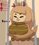  anthro big_breasts blush breasts canid canine canis crown dog_princess domestic_dog eyes_closed female fur hendersimp hi_res mammal sharp_teeth solo teeth tongue tongue_out towergirls whiskers 