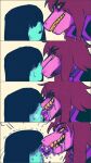  9:16 ambiguous_gender anthro blue_body blue_hair blue_skin blush bodily_fluids border deep_kiss deltarune dominant dominant_female drooling duo extreme_french_kiss face_lick female female/ambiguous female_on_human freckles french_kissing grey_border hair hi_res human kissing kris_(deltarune) larger_female licking licking_another lizard mammal narrowed_eyes naughty_face prehensile_tongue purple_body purple_hair purple_scales reptile saliva scales scalie scared sequence shaking sharp_teeth size_difference smile smirk smug susie_(deltarune) sweat teeth tongue tongue_out trembling undertale_(series) unknown_artist video_games yellow_eyes yellow_teeth 