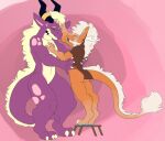  &lt;3 anthro big_hands blep dragon duo eyes_closed fluffy fluffy_tail fur furniture furred_dragon hand_on_chest headpat holding_waist horn larger_male luscernic male nude patting scales size_difference smile snaggle_tooth stool tongue tongue_out unknown_artist 