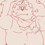  1:1 another_eidos_of_dragon_vein_r anthro belly blush cute_fangs flexing low_res male musclegut navel patty_(anothereidos_r) pecs run_aki scarf sketch solo yeti 