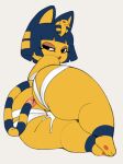  animal_crossing ankha_(animal_crossing) anus big_butt bodily_fluids butt cum domestic_cat felid feline felis female genital_fluids hi_res huge_butt lying mammal nintendo on_side pururing rear_view simple_background solo spread_anus spreading thick_thighs video_games white_background 