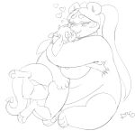  anthro dragon durg_(artist) fan_character giant_panda kissing mammal monochrome nude scalie size_difference slightly_chubby ursid 