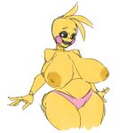  2020 animatronic anthro anthrofied areola avian beakless big_breasts bird black_sclera blush blush_stickers breasts chicken clothed clothing curvaceous curvy_figure eyelashes female five_nights_at_freddy&#039;s five_nights_at_freddy&#039;s_2 galliform gallus_(genus) half-closed_eyes huge_breasts little_hareboy looking_at_viewer machine narrowed_eyes nipples non-mammal_breasts open_mouth panties phasianid robot sharp_teeth simple_background solo teeth thick_thighs topless toy_chica_(fnaf) underwear video_games voluptuous white_eyes wide_hips yellow_body 