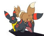  6:5 alpha_channel animal_genitalia animal_penis anus backsack balls black_balls black_body black_ears black_nose black_tail blue_eyes bodily_fluids brown_balls brown_body brown_butt brown_ears brown_nose brown_pawpads brown_tail butt canine_penis dripping duo eevee eeveelution erection eye_contact fan_character feral genital_fluids genitals hi_res imminent_sex knot looking_at_another looking_back male male/male nintendo one_eye_closed pawpads penis pok&eacute;mon pok&eacute;mon_(species) precum precum_drip red_penis scarf shade_midnight size_difference small_dom_big_sub spread_legs spreading teeth umbreon vanzard video_games vovo yellow_scarf 