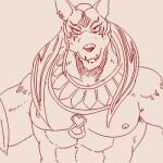  1:1 abs another_eidos_of_dragon_vein_r anthro canid canine canis ear_piercing ear_ring fangs jackal jalam_(anothereidos_r) jewelry low_res male mammal muscular muscular_anthro muscular_male necklace nipples pecs piercing run_aki sketch solo 